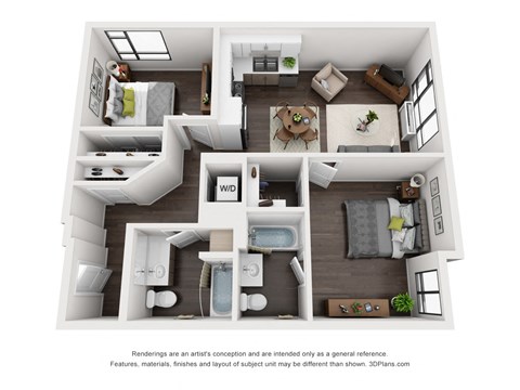 Sky3 Apartments 2B Floor Plan